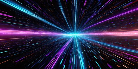 Obraz premium High speed data stream, Digital Data Flow, Data transfer technology, Neon lines