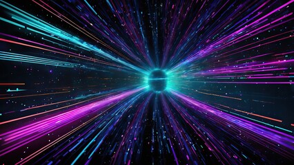 Obraz premium High speed data stream, Digital Data Flow, Data transfer technology, Neon lines