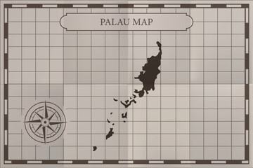 Palau old classic country map. Vintage antique map paper style.