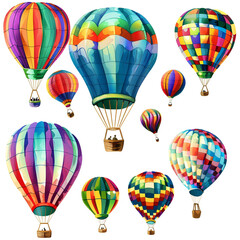 Hot Air Balloons Clipart Collection On white background
