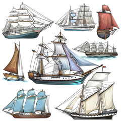 Ship Showcase Clipart Collection on white background