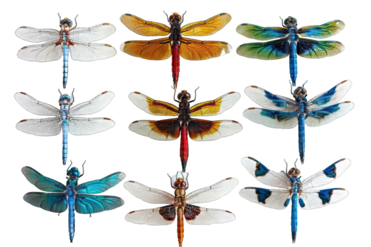 Dragonflies Set Isolated