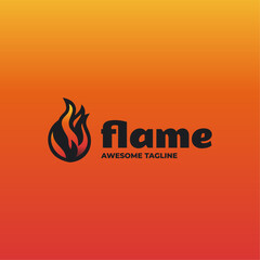 Vector Logo Illustration Flame Gradient Colorful Style.