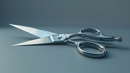 A close shot of a cutter scissor on plain gray backdrop with a big space for text or product advertisement backdrop, Generative AI. - obrazy, fototapety, plakaty