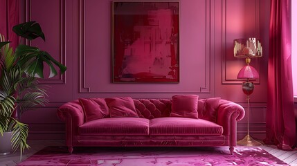 Pink Red Rose Magenta Blush color Living room