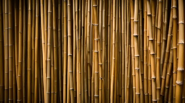 Eco Aesthetic Natural Bamboo Stems Forming a Wall