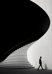Aesthetic Photography people walking silhouette architecture staircase.