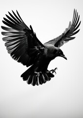 Fototapeta premium Flying animal black bird.