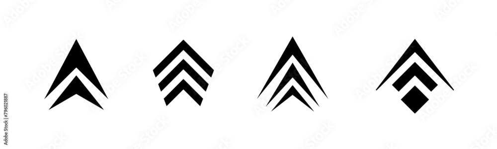 Wall mural moving up arrow signs – set of modern click cursor icons – isolated simple arrow pointers