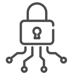 Encryption outline icon on white background