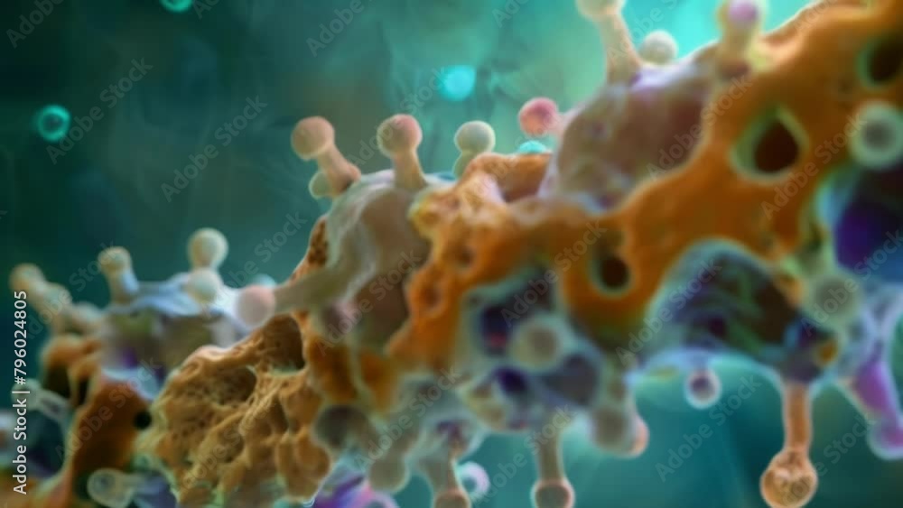 Poster a crosssection view of a fungal cell wall showcasing its chitin and glucan composition that gives it
