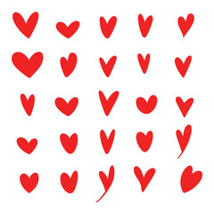 Heart doodles. Hand drawn hearts. Design elements for Valentine's day. Vector EPS 10.	