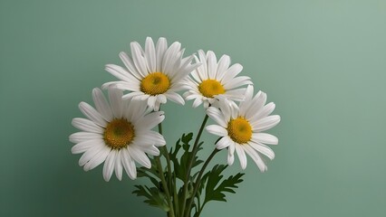 White daisies on green background 