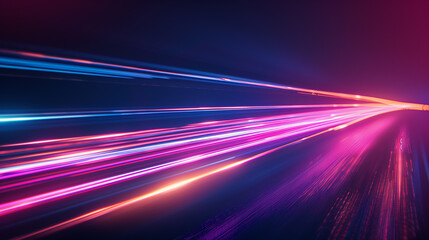 Abstract pink blue light trail creative cosmic background. Explosion, Hyper jump into another galaxy. Speed of light, neon glowing rays in motion.