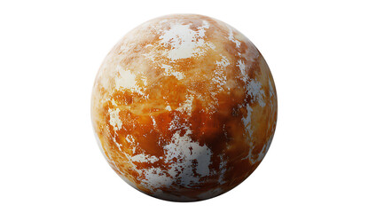 A planet with an orange and brown color on a white background