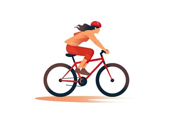 Female Mountain Biker in Dynamic Pose