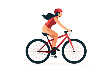 Fototapeta premium Woman Cycling on A Sleek Red Road Bike