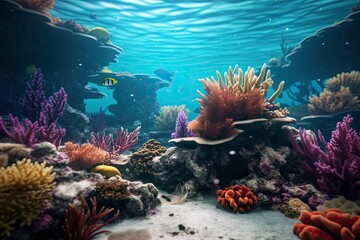 Fototapeta na wymiar Colorful Coral Reef with Marine Life
