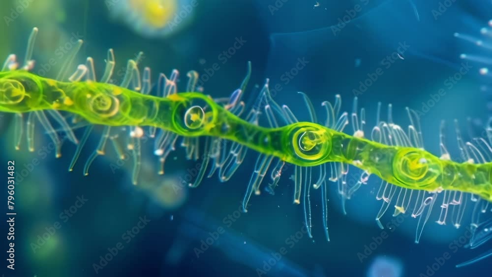 Aufkleber a microscopic view of a delicate phytoplankton colony its branching structure reminiscent of a minia