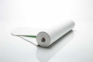 Rolled yoga mat on white background. Yoga mat isolated on white background