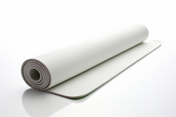 Blue yoga mat on a white background. Studio shot. Isolated.