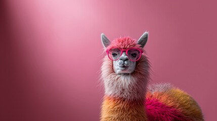 Fototapeta premium Llama in sunglass shade glasses 