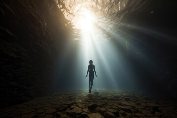 Scuba diving light underwater outdoors