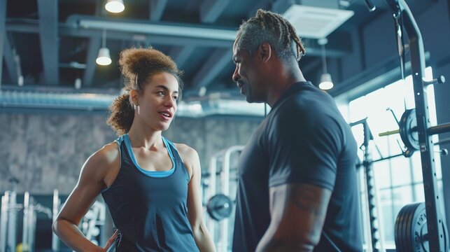 Personal trainer coaching a client in a personalized fitness regimen