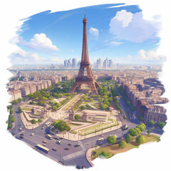 Aerial View of Famous Tower and City