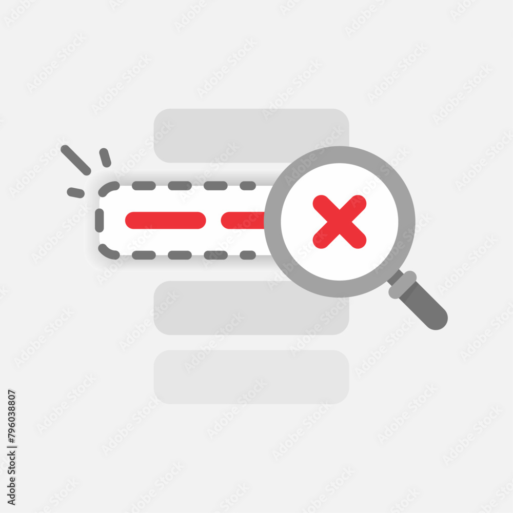 Poster search no result, information or data not found in the list concept illustration flat design. simple