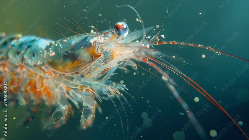 Poster detailed image of a copepod a small shrimplike crustacean filtering tiny particles of food through i