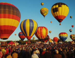 Whimsical Hot Air Balloon Parade: A whimsical hot air balloon parade floating through the sky
