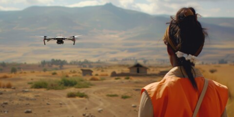 A nurse piloting a drone to deliver medical supplies to remote areas