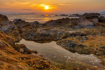 Coastal rocks at sunset.
