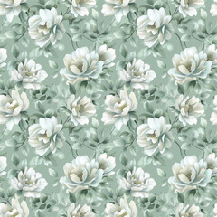 Floral green color, form natural, seamless fabric pattern.