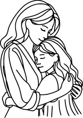 Mother and child vector illustration, mom care her daughter, Happy mother's day