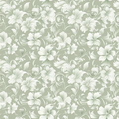 Floral green color, form natural, seamless fabric pattern.