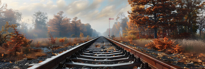 Railroad in autumn detailed and high resolution