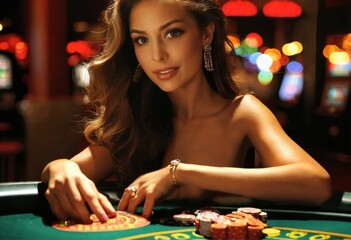 Mujer apuesta en casino