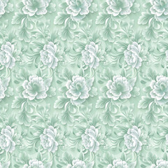 Floral green color, form natural, seamless fabric pattern.