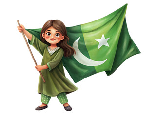 Girl holding the pakistan flag