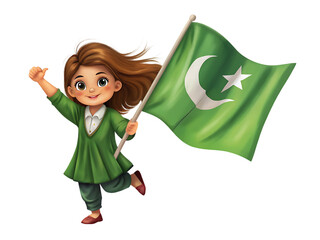 Girl holding the pakistan flag