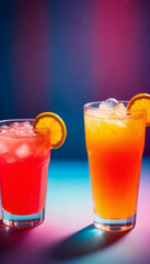 Two glass Colorful mocktails stock photo