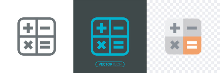 Creative Calculator logo icon set. Financial calculation icon trendy flat style for graphic design, outline, and stroke style.Vector illustration 
