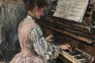Pianist keyboard painting musician - obrazy, fototapety, plakaty