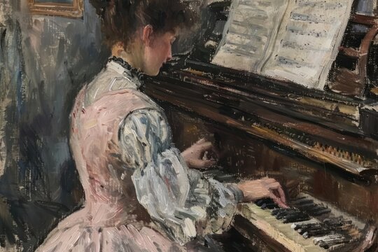 Pianist keyboard painting musician