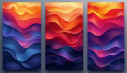 Inventive abstract gradient colorful perspective geometric shape background set. Art design for business card, cover, banner.