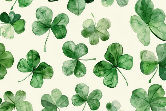 watercolour 4 leaf clover seamless pattern wallpaper