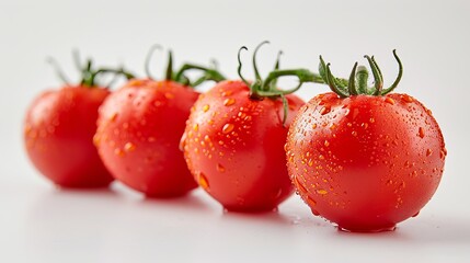 Bright, ripe tomatoes emphasizing their rich lycopene content, isolated against a clean background, perfect for a healthy diet, studio lighting