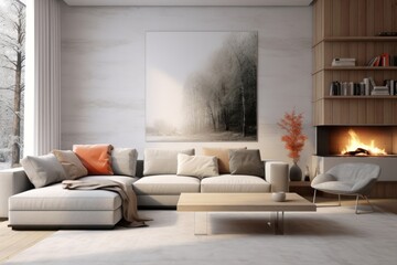 Naklejka premium Room architecture furniture fireplace